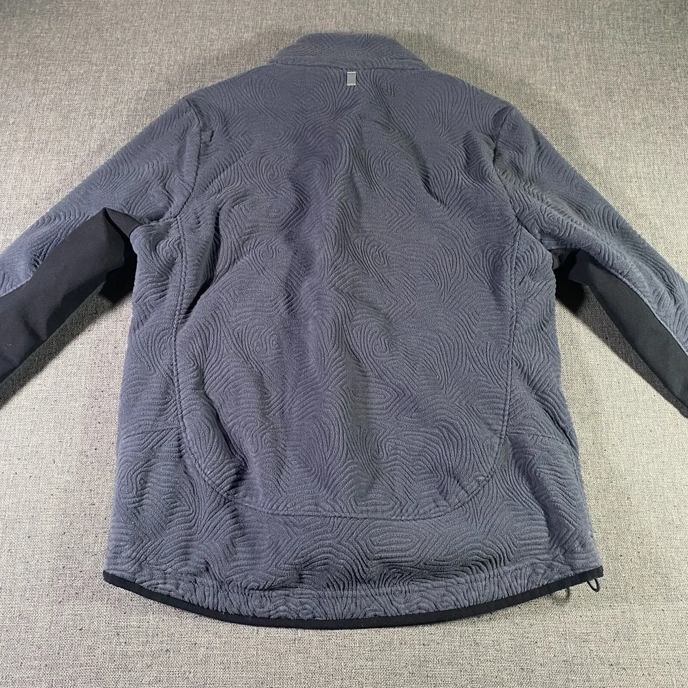 LL Bean Jacket Women Small Petite Grey Textured Full Zip Fleece Lightweight Pile